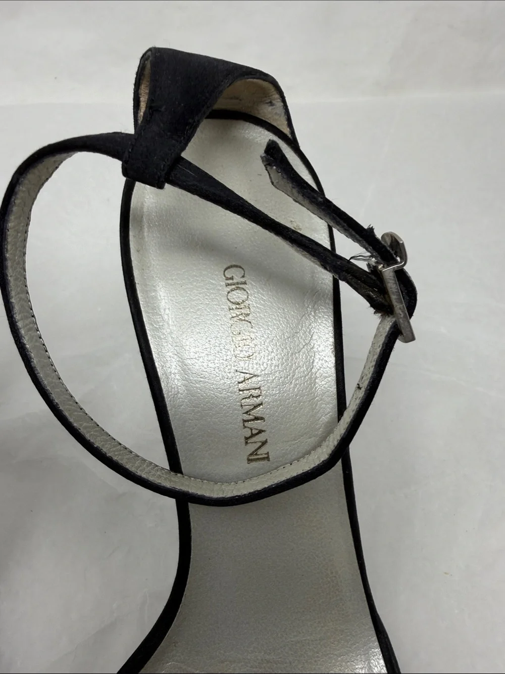 Giorgio Armani Black Embroidered Floral Ankle-Strap Sandals Size 36.5